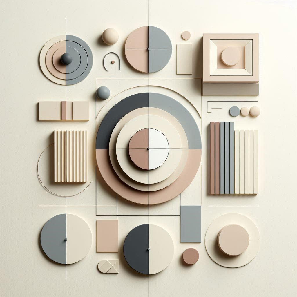 Geometric shapes arranged in a harmonious layout illustrating visual balance. | Design Suad Al-saati