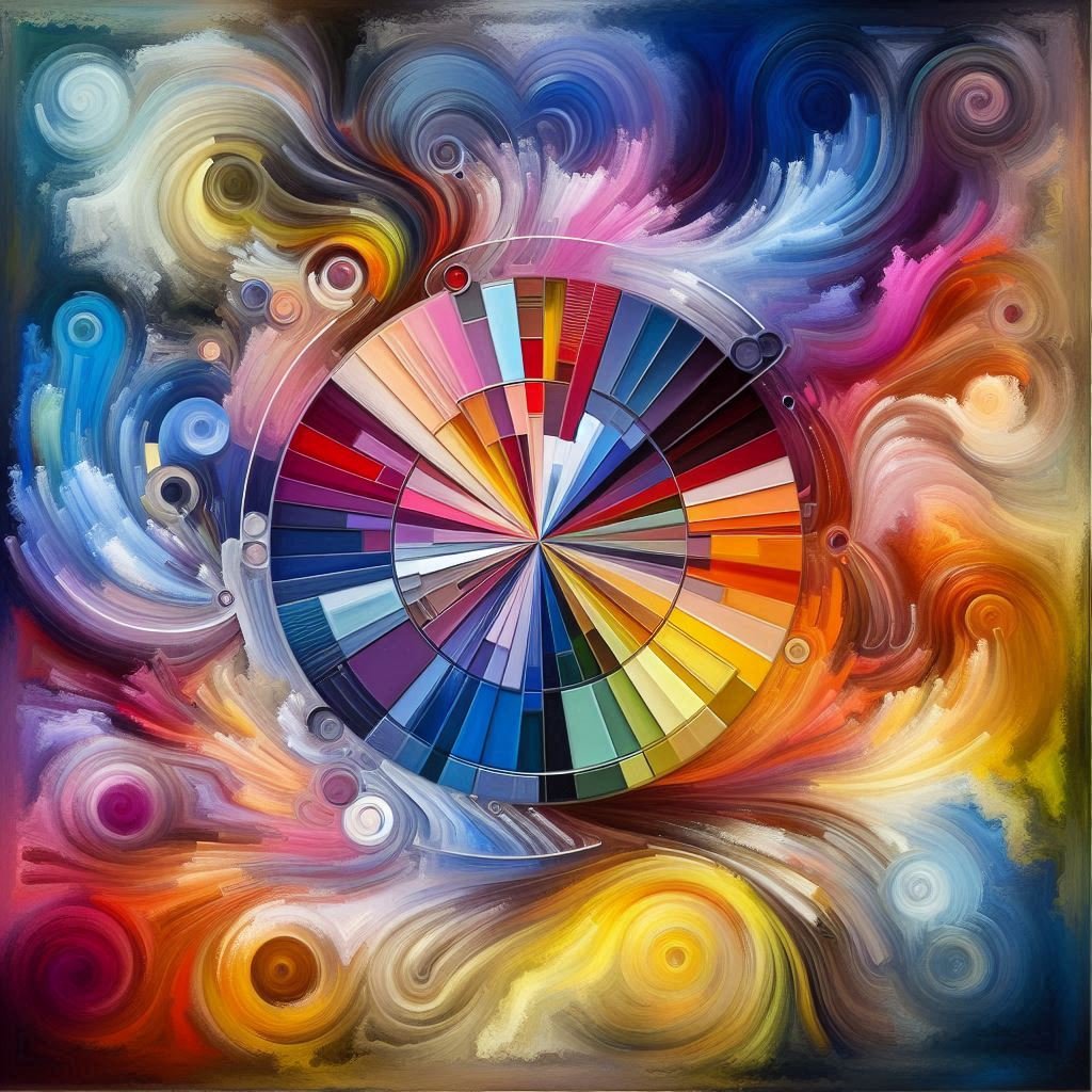 Suad Al Saati Platform | A blend of creativity, technology, spirit, thought, Geometric shapes arranged in a harmonious layout illustrating visual balance. Design Suad Al-saati