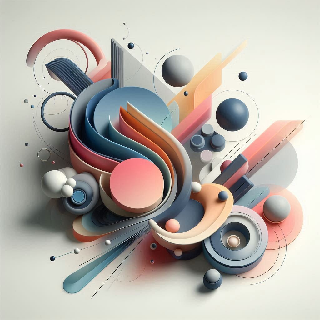 Abstract artistic forms that symbolize Suad Saati's personal style and creative identity